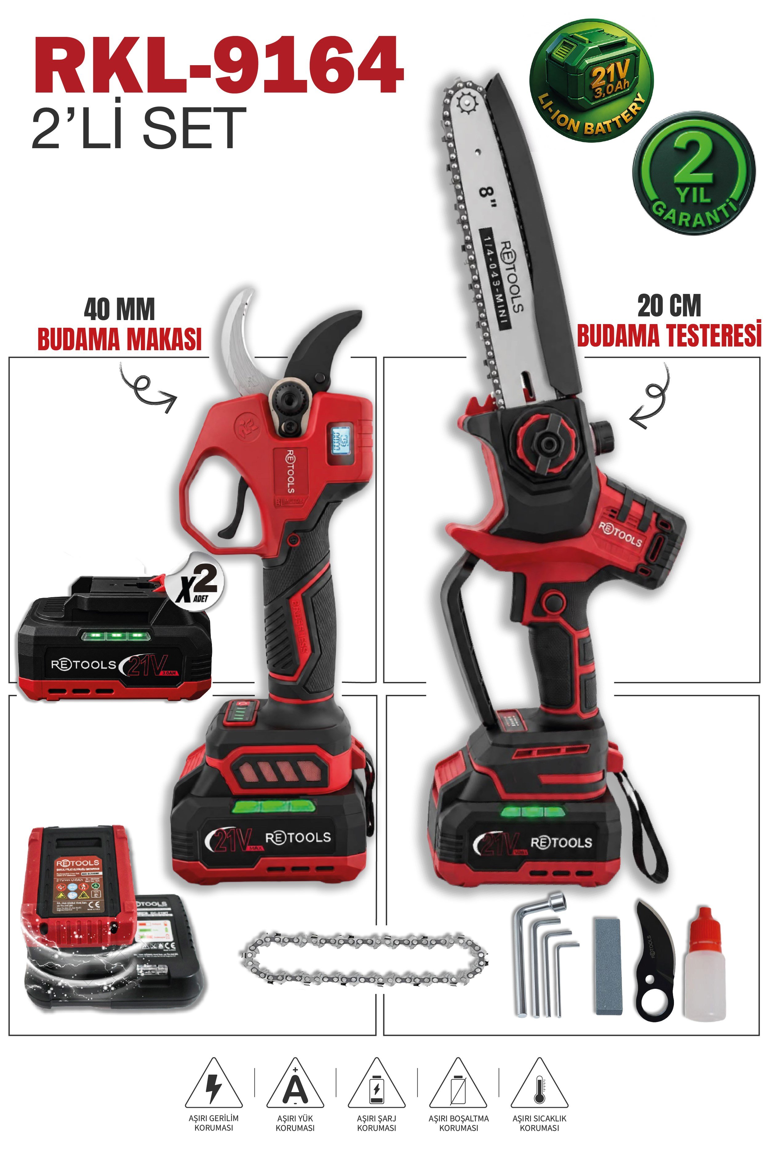 RETOOLS BORDO 2'Lİ SET (MAKAS-DİJİTAL TESTERE)