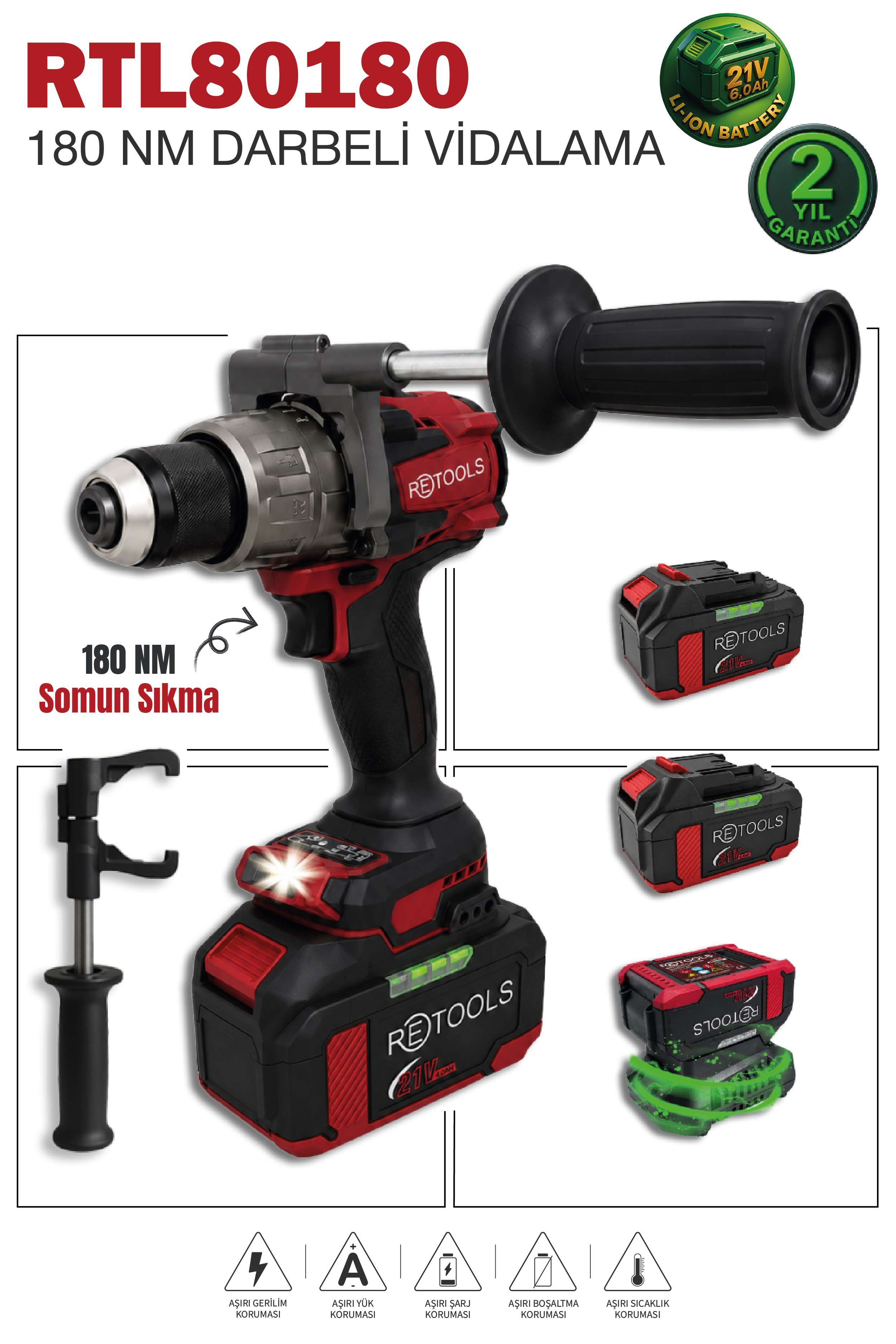 RETOOLS RTL80180 BORDO 180 NM VİDALAMA