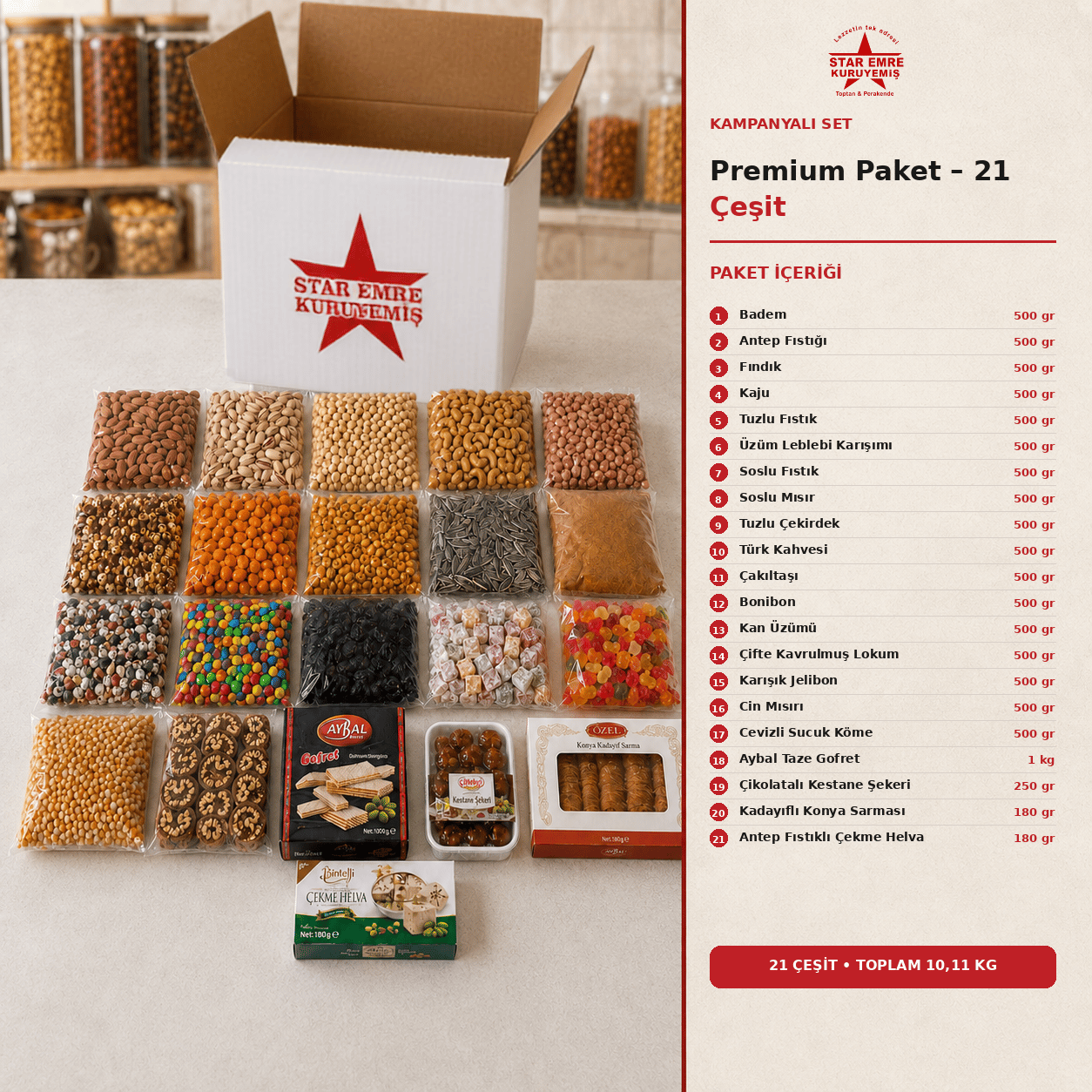Premium 21 Çeşit Atıştırmalık Paketi