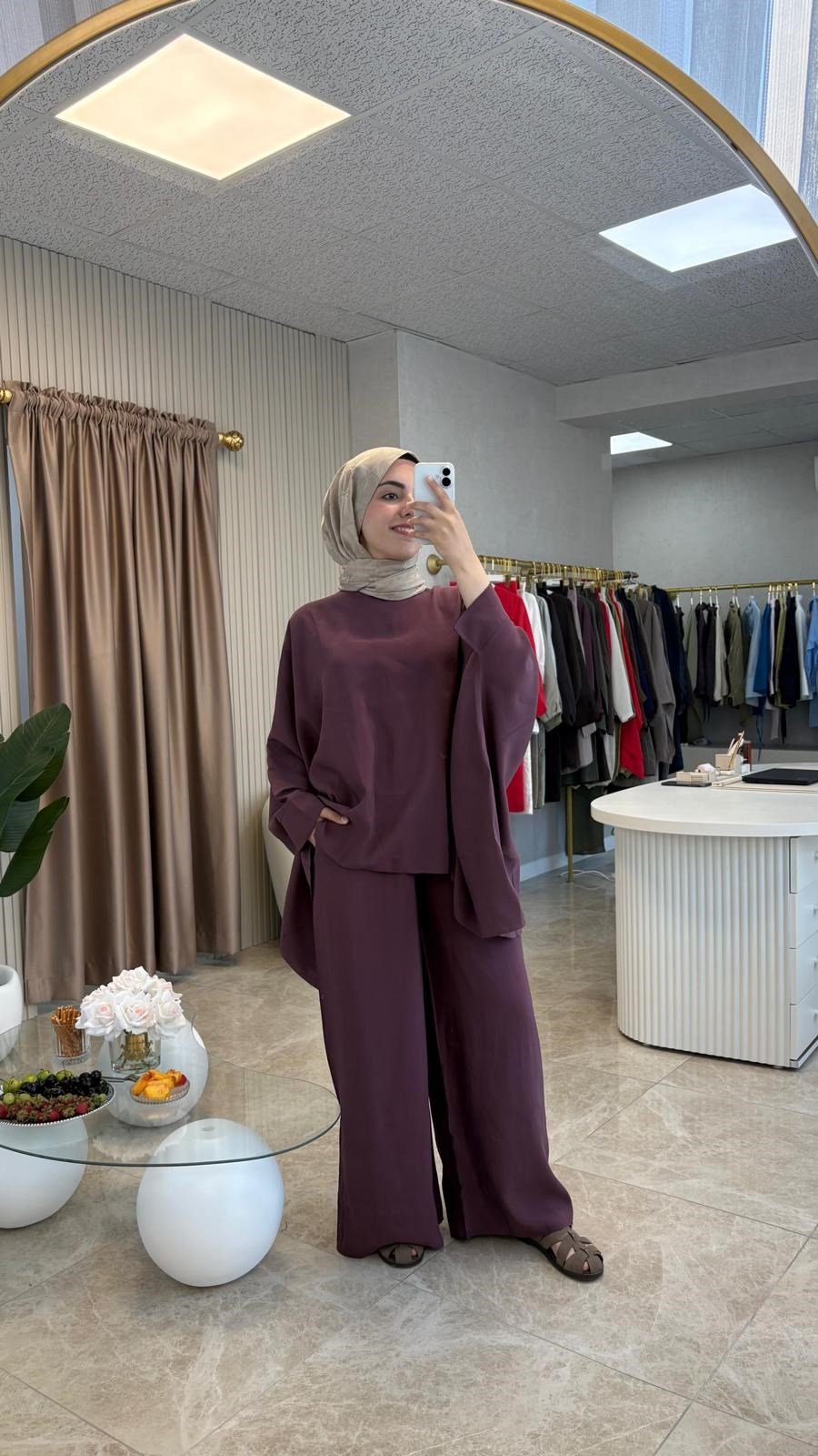 Mürdüm Renk Oversize Takım