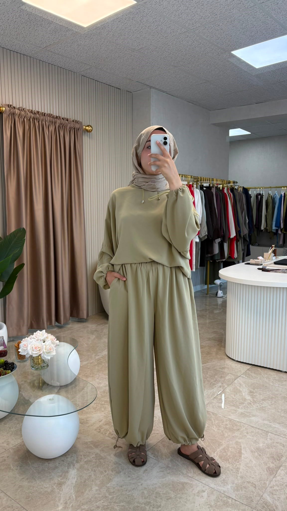 Taş Rengi Oversize Eşofman Takım