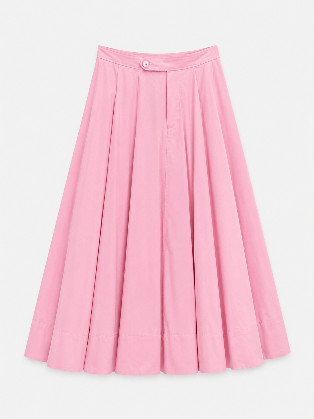Poplin Midi Boy Etek Bel Lastikli -Pembe