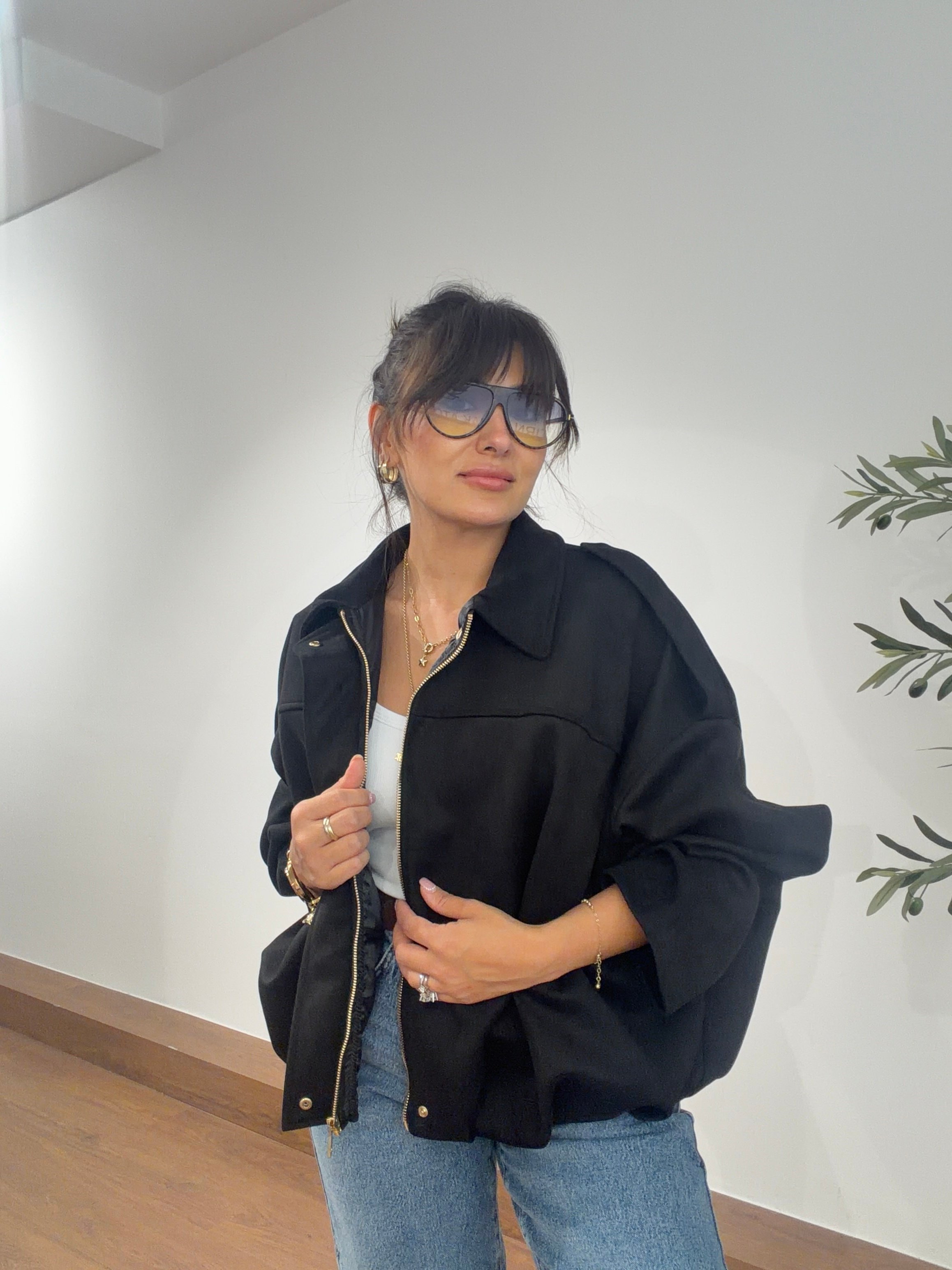 Süet Bomber Ceket Siyah