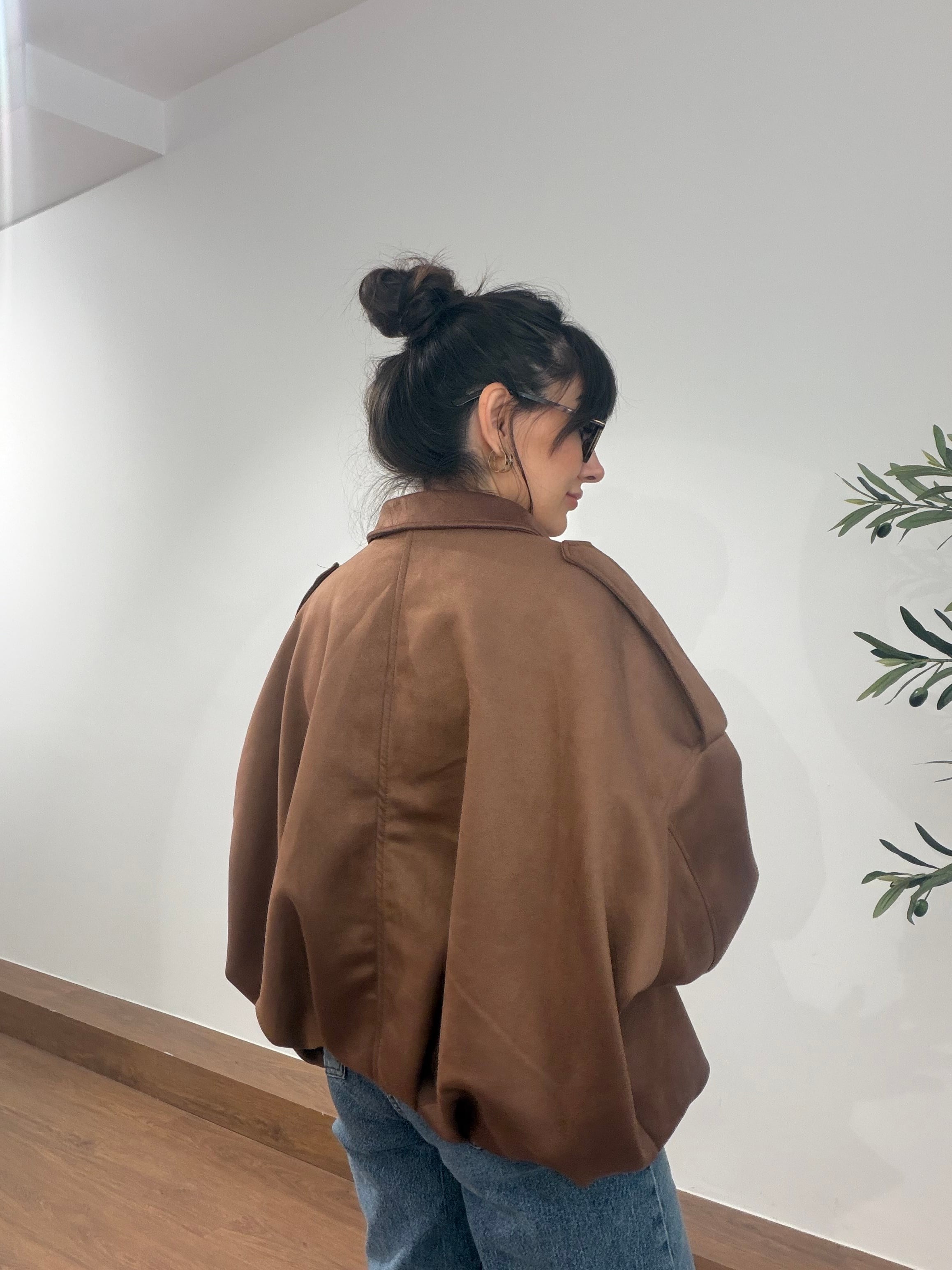 Süet Bomber Ceket Taba