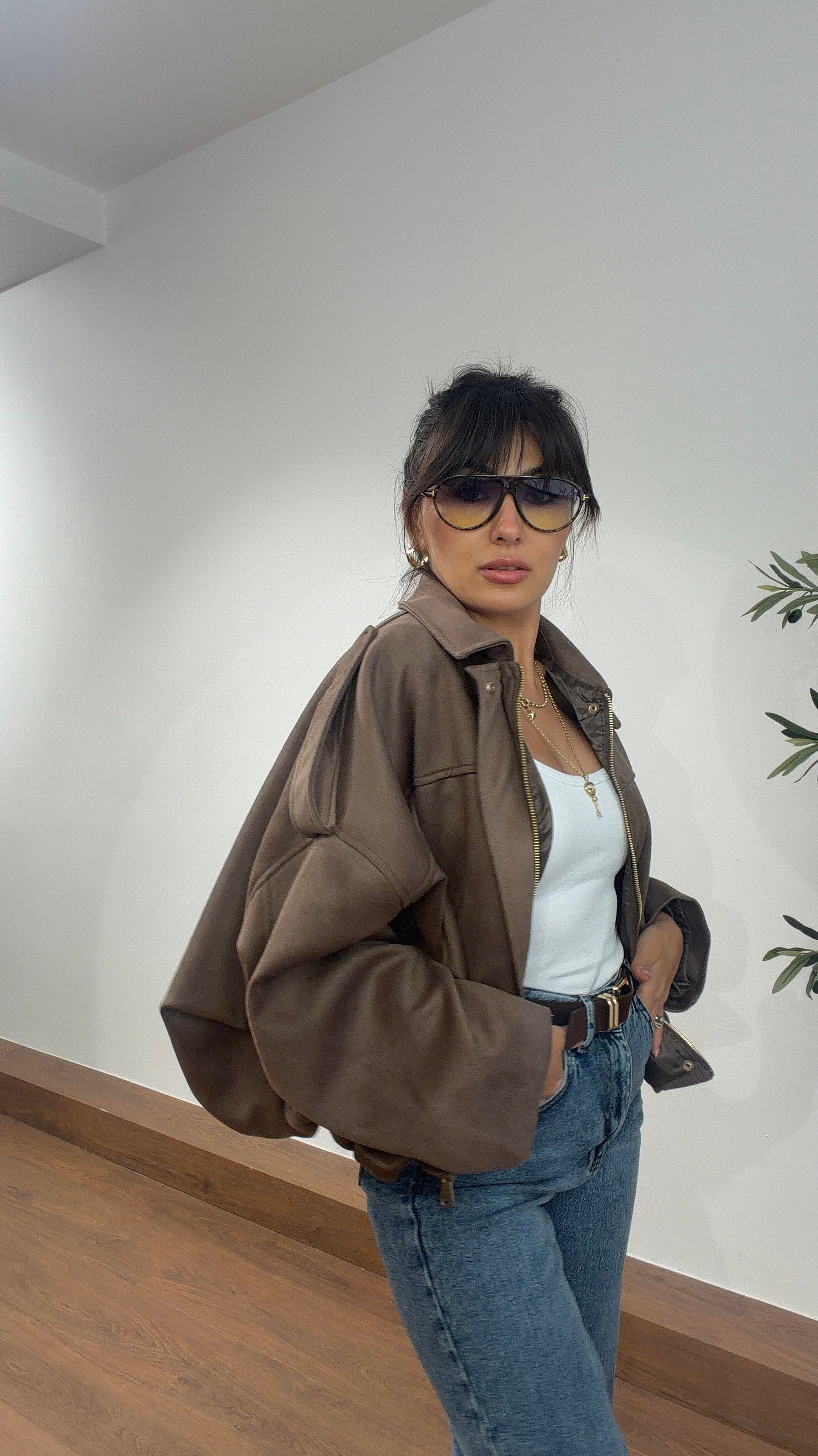 Süet Bomber Ceket Vizon