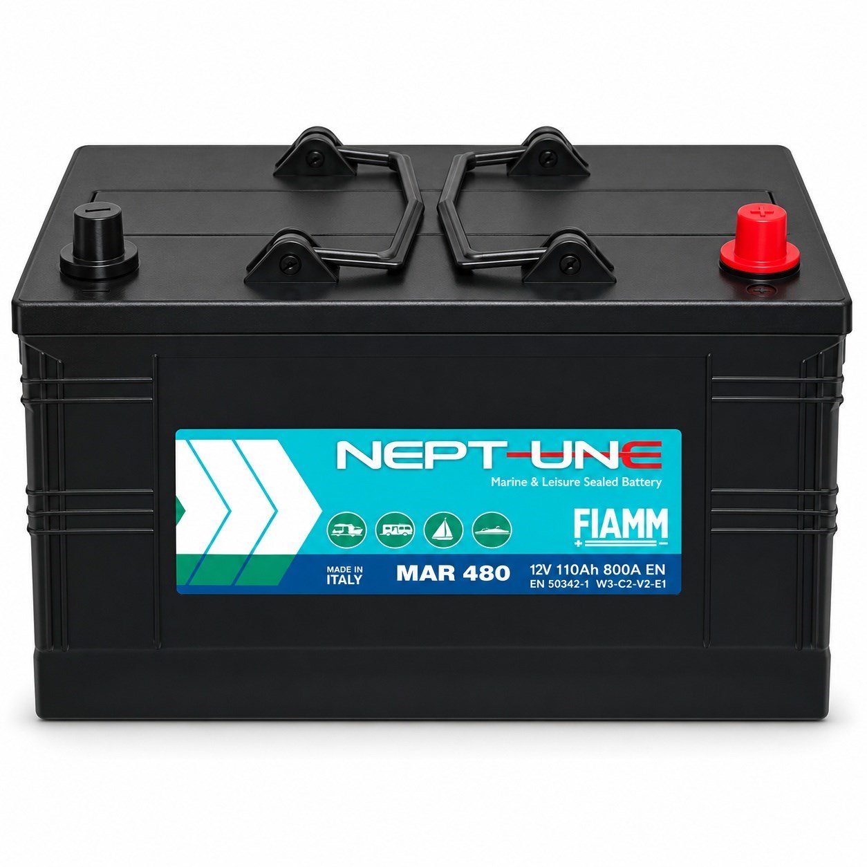 FIAMM Neptune MAR480 12V 110Ah 800A Sulu Marin Marş Aküsü