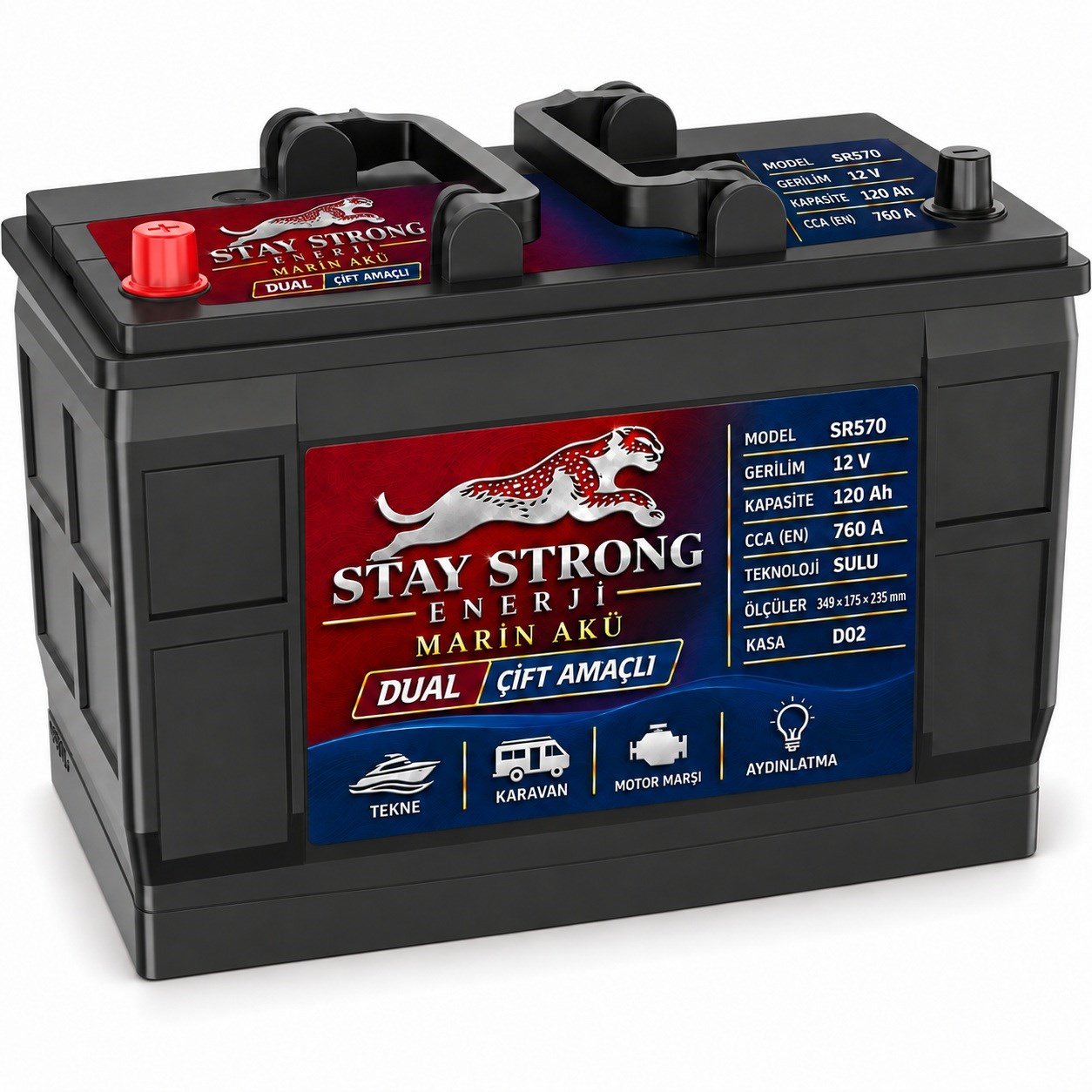 STAY STRONG SR570 12V 120Ah 760A Sulu Marin Çift Amaçlı Aküsü