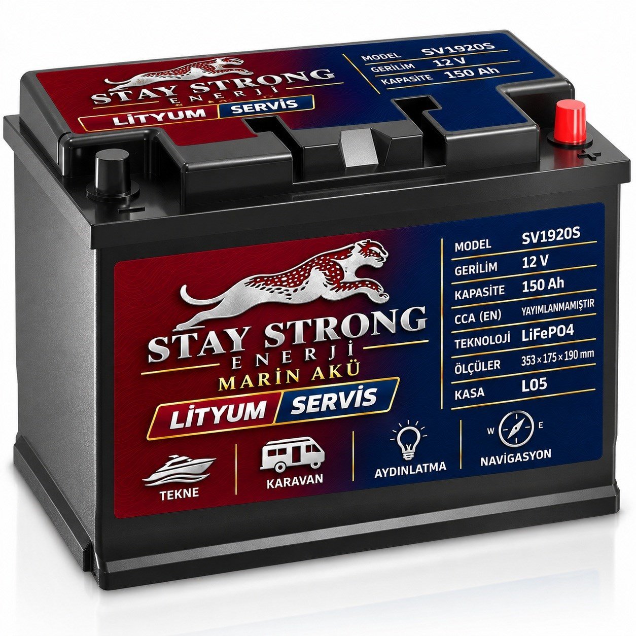 STAY STRONG SV1920S 12V 150Ah Lityum Marin Servis Aküsü