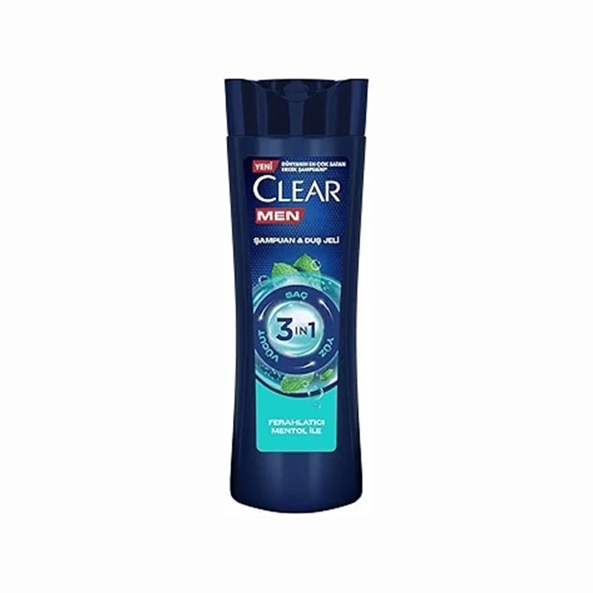 Clear Men 3 in 1 Şampuan & Duş Jeli Ferahlatıcı Mentol Saç Yüz Vücut İçin 350 ml