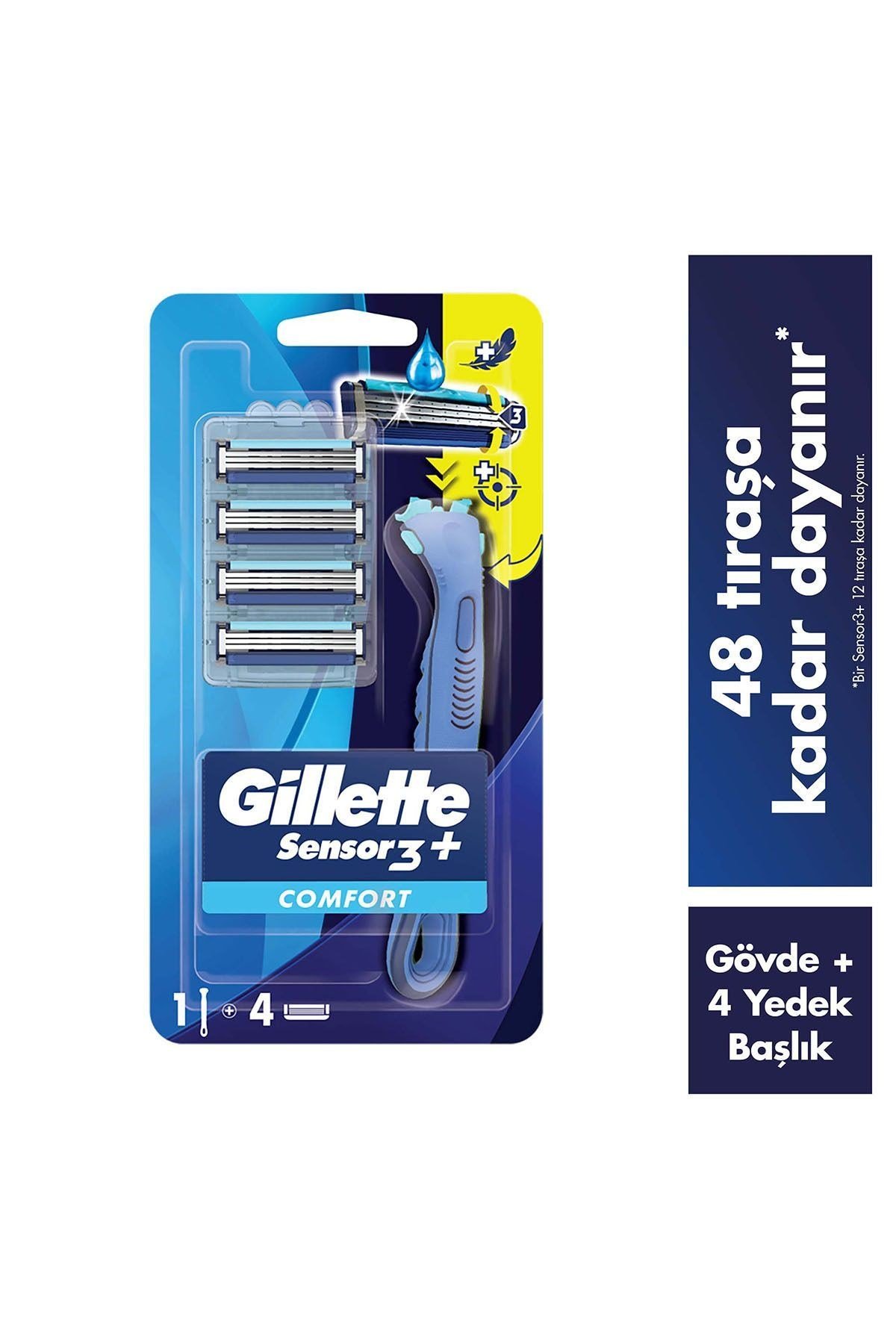 Gillette Sensor3 Plus Tıraş Makinesi  + 4 Adet Yedek Tıraş
Bıçağı