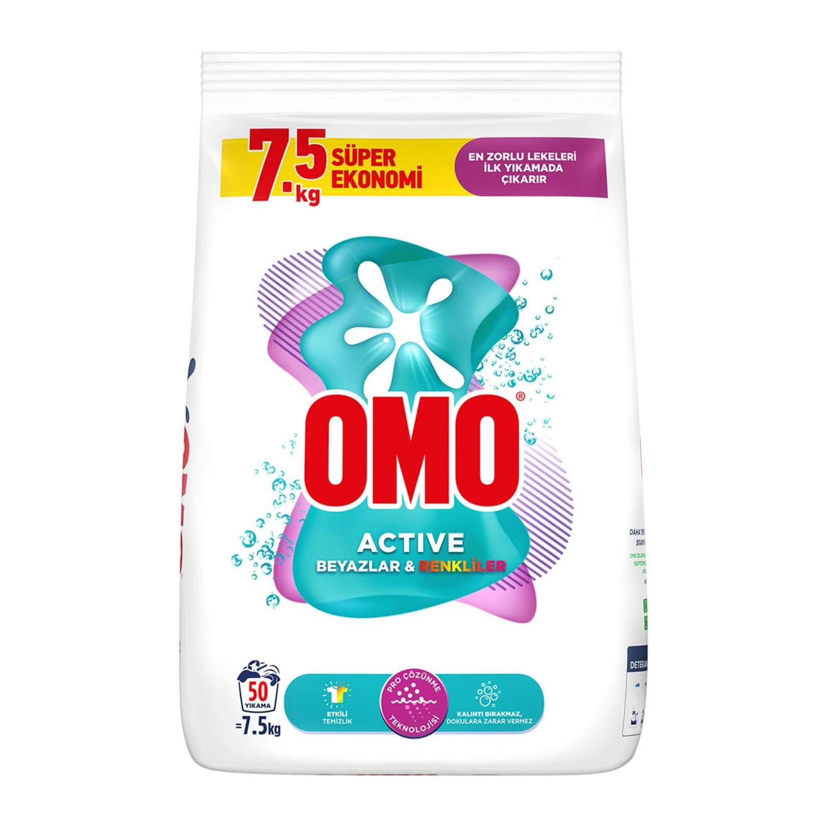 OMO Active Beyazlar ve Renkliler İçin 7.5 kg Toz Çamaşır Deterjanı