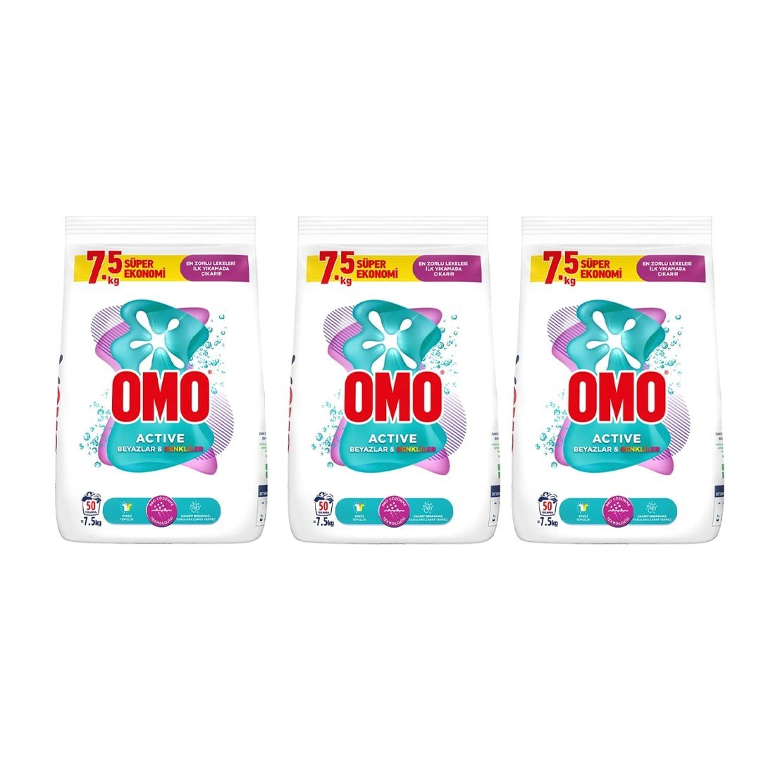 Omo Matik 3x7.5 kg Beyaz ve Renkliler İçin Çamaşır Deterjanı