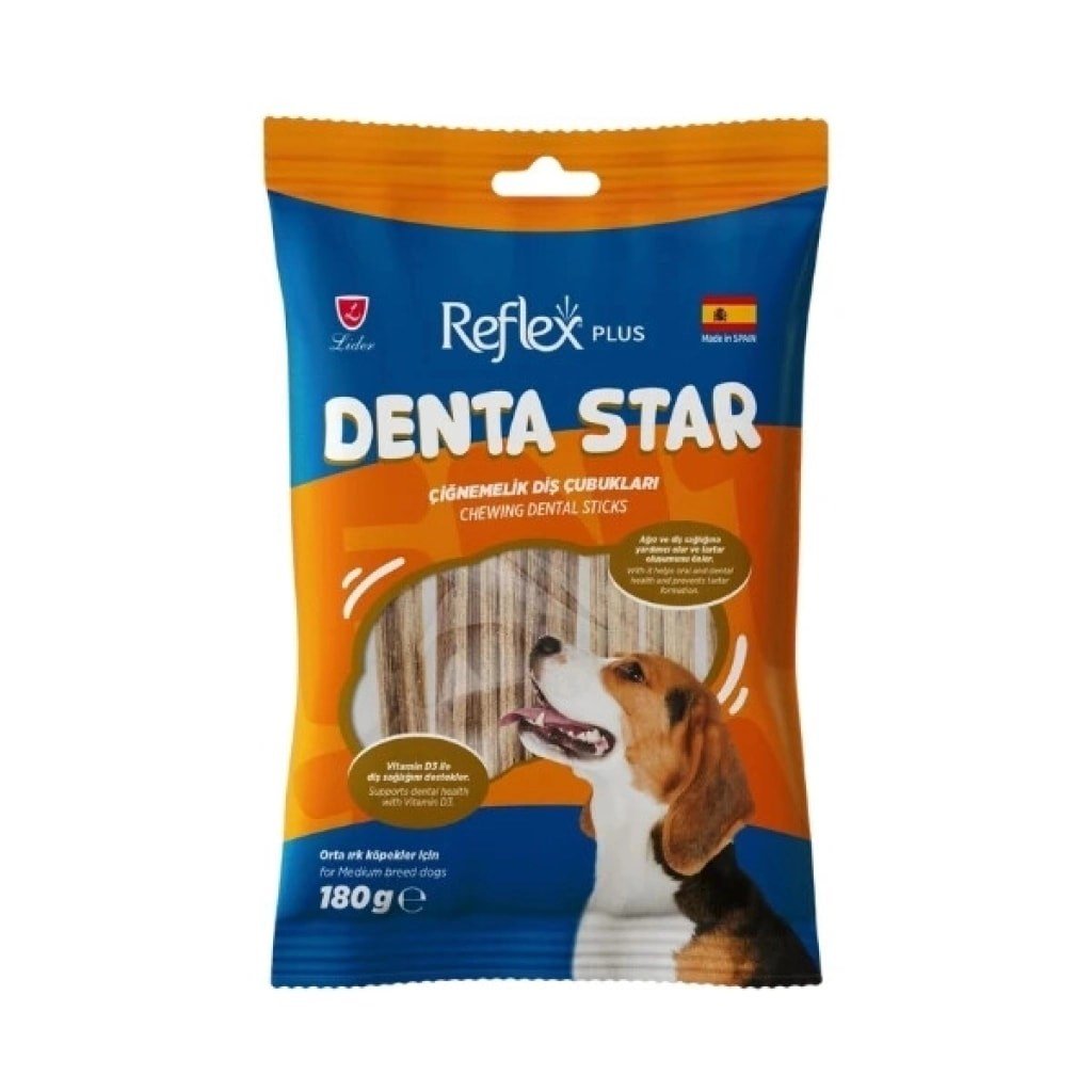 Reflex Plus Denta Star Çiğnemelik Diş Çubukları Orta Irk 180 gr Yetişkin Köpek Ödül Maması