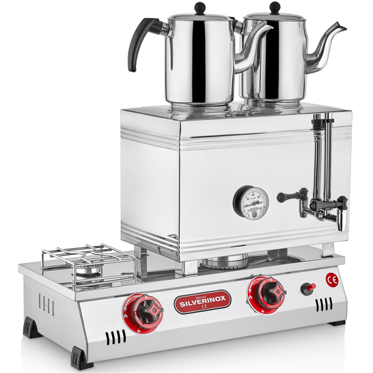 Silverinox GAZLI ÇAY OCAĞI  40’lık - 2 Demlik D.Gaz