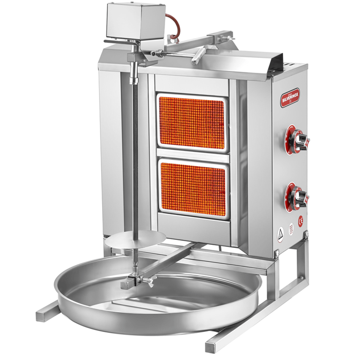 Silverinox ÜSTTEN MOTORLU GAZLI DÖNER OCAĞI 2 Radyanlı D.Gaz CE