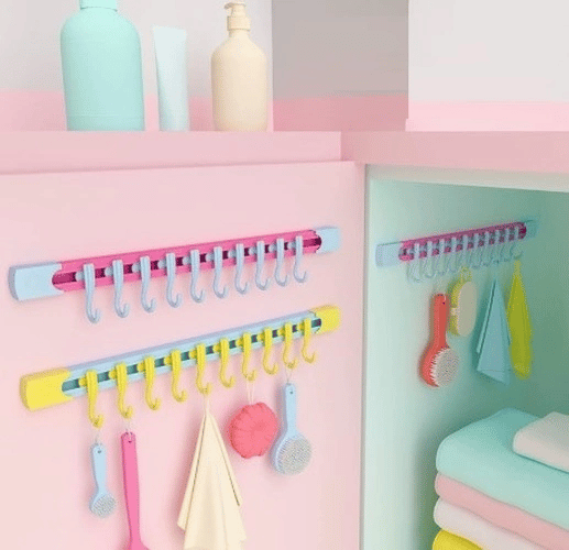 10 Kancalı Raylı Mutfak Ve Banyo Düzenleyici Askı 30 Cm Bx40