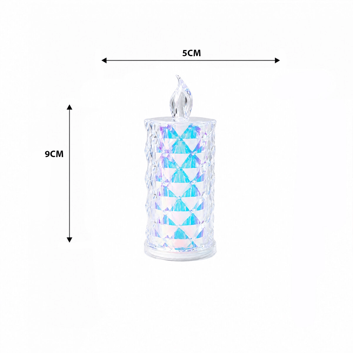 12 Adet Led Candle Kamp Küçük Boy= Çap:5cm - Y: 9cm Pilli Led Mum Mika Kristal Plastik Yakut-13635 Bx40