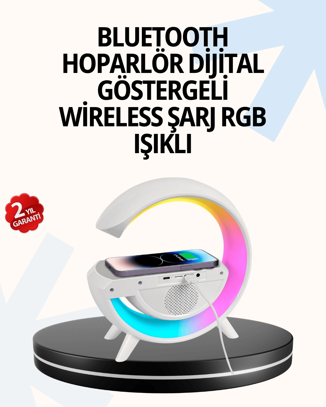 15W Hızlı Şarj Destekli LED Atmosfer Işığı ve Alarm Fonksiyonlu Lamba