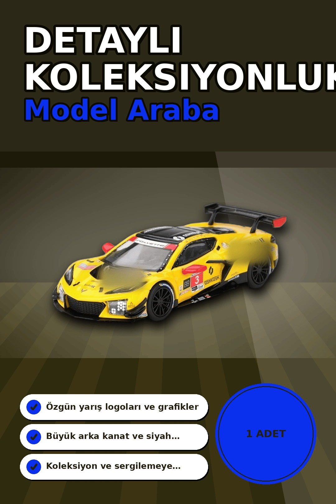 1/64 Chevrolet Corvette Z06 GT3 Yarış Arabası - 2025 IMSA Daytona Modeli BX-313376