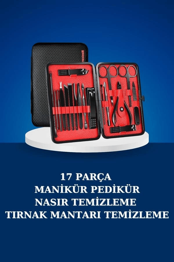 17 Parça Manikür Seti Taşınabilir Özel Çantalı El ve Ayak Bakımı Tırnak Batığı Temizleme