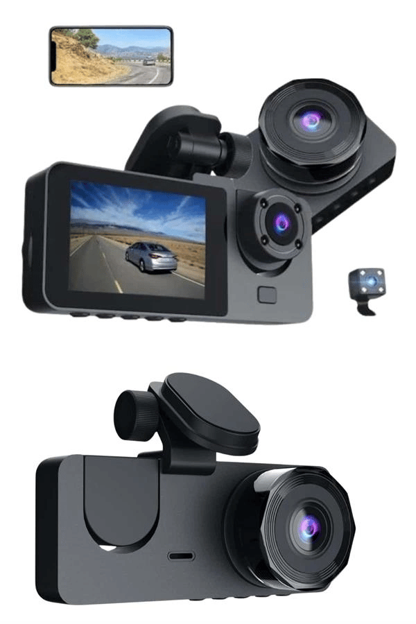 3 Kameralı 2 İnç 1080P Araç İçi Kamera Sürüş Kamerası CarPlay