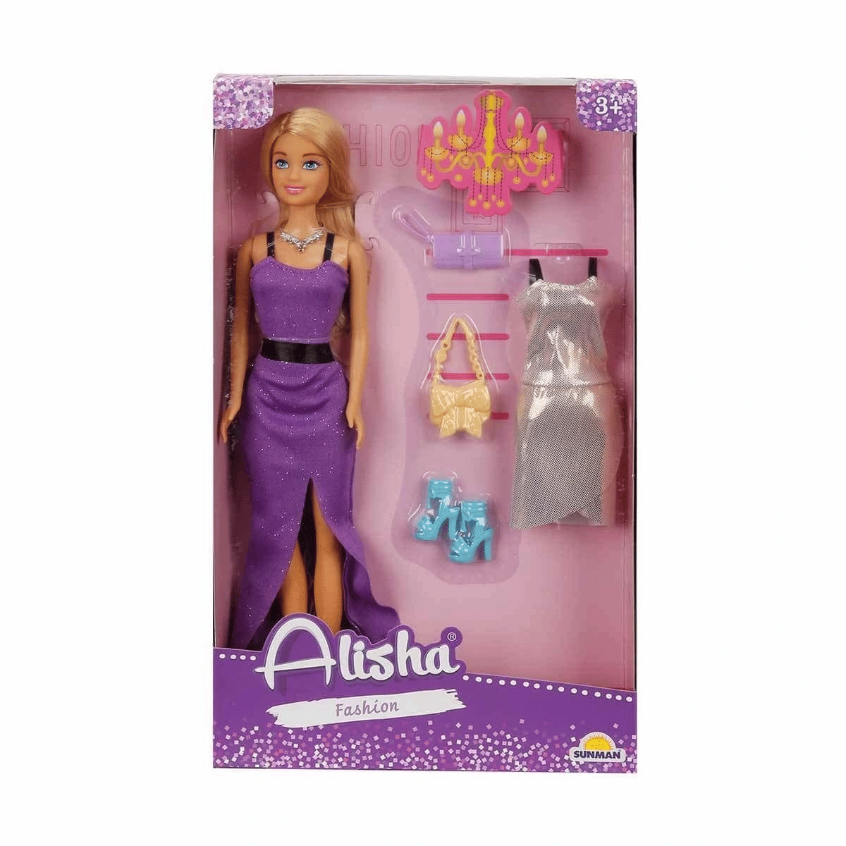 3393 SUN-RST-SIS Minik Alisha Yedek Kıyafetli Bebek Set 29 cm -
