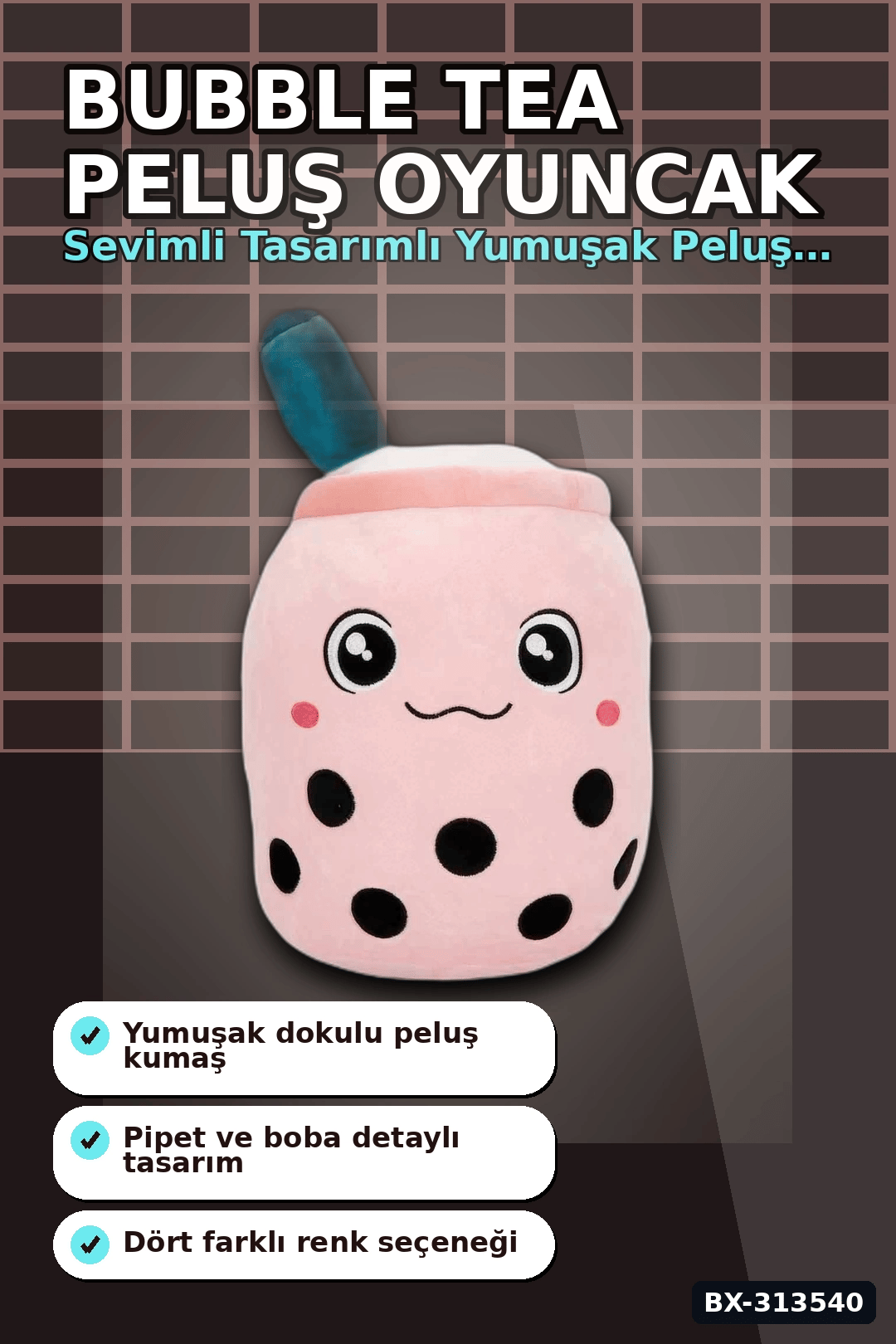 35 Cm Bubble Tea Peluş Oyuncak 1 Adet Rastgele Renk Sevimli Hediye Peluş BX-313540