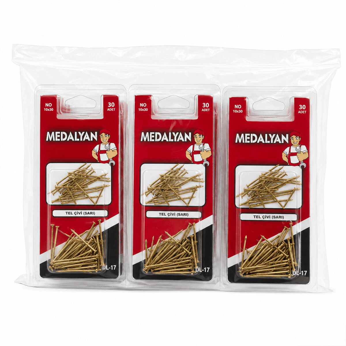 360 Adet 10x30 Sarı Tp Çelik Tel Çivi 12x30pcs Bx40