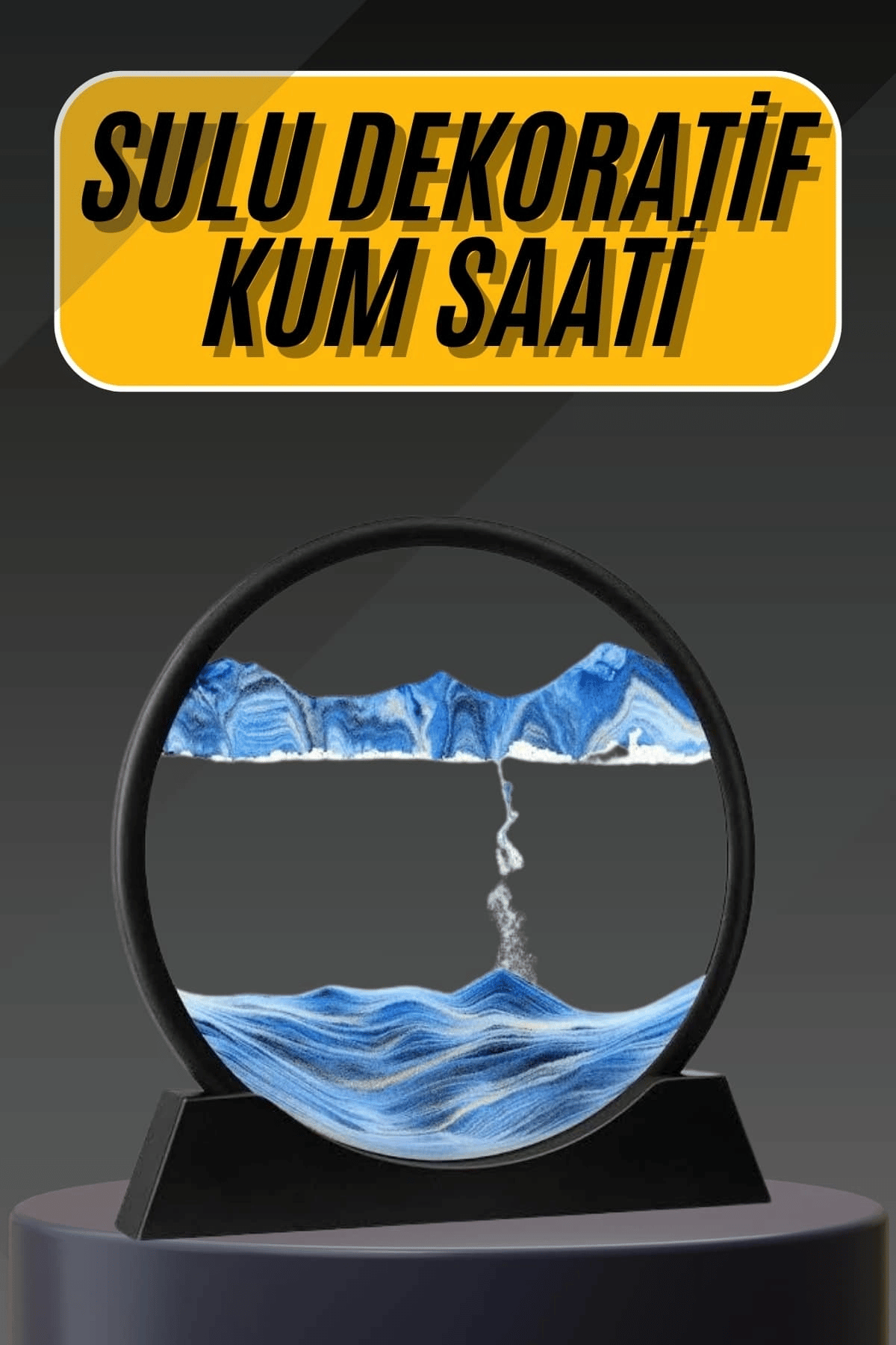 3D Led Işıklı Kum Saati Gece Lambası Hareketli Sulu Kum Saati Dekoratif