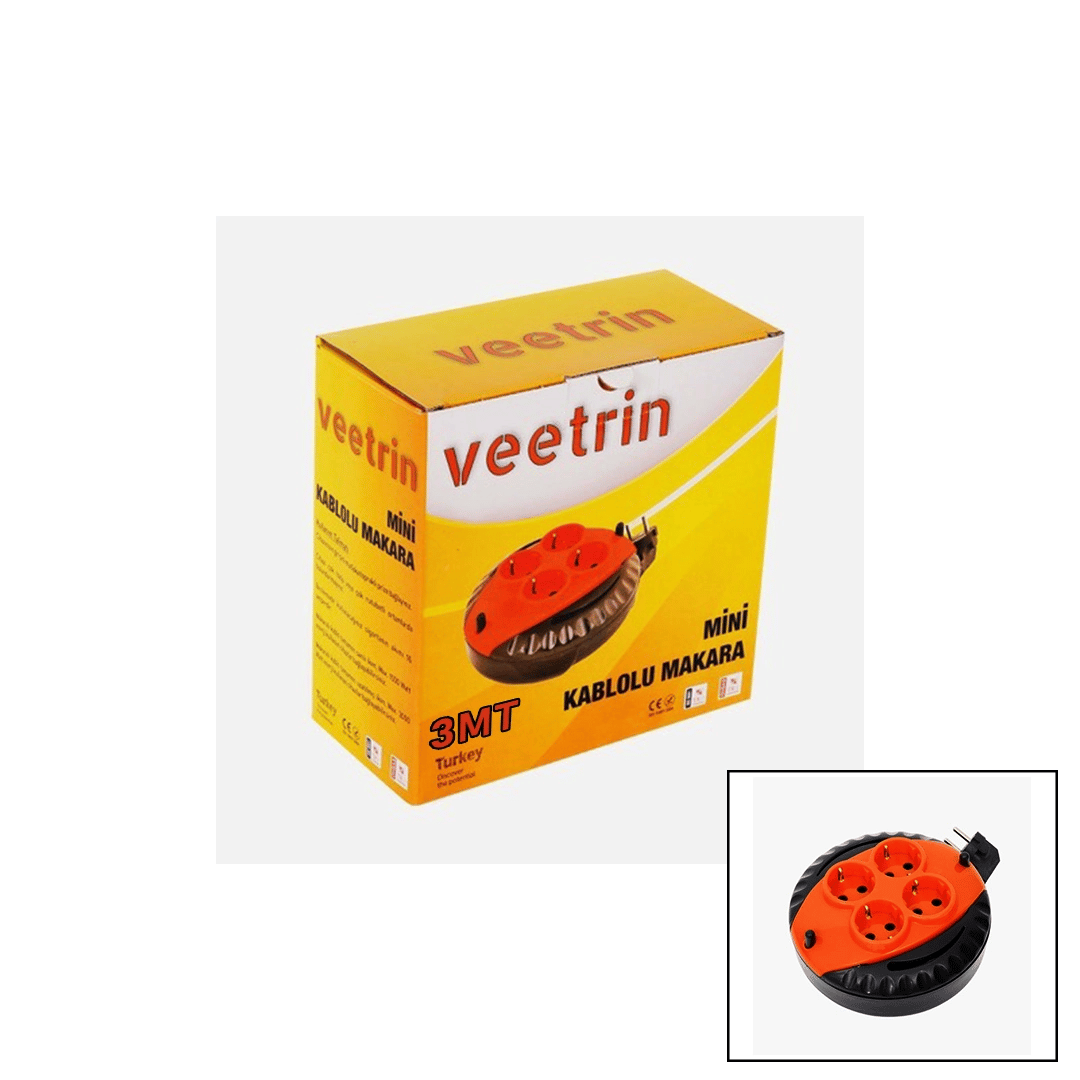 3mt Mini Makaralı Uzatma Kablo 3x1.5mm Bx40