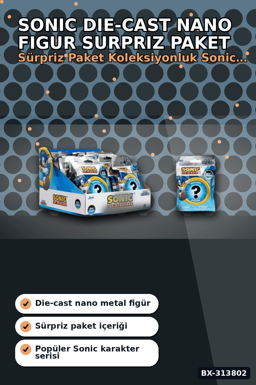 4 Cm Metal Die-Cast Mini Sonic Figur Koleksiyon Paketi Surpriz Nano Oyun BX-313802