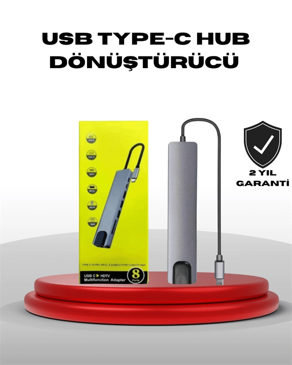 4K HDMI Çıkışlı, Gigabit Ethernet'li USB‑C Çoklu Port Hub