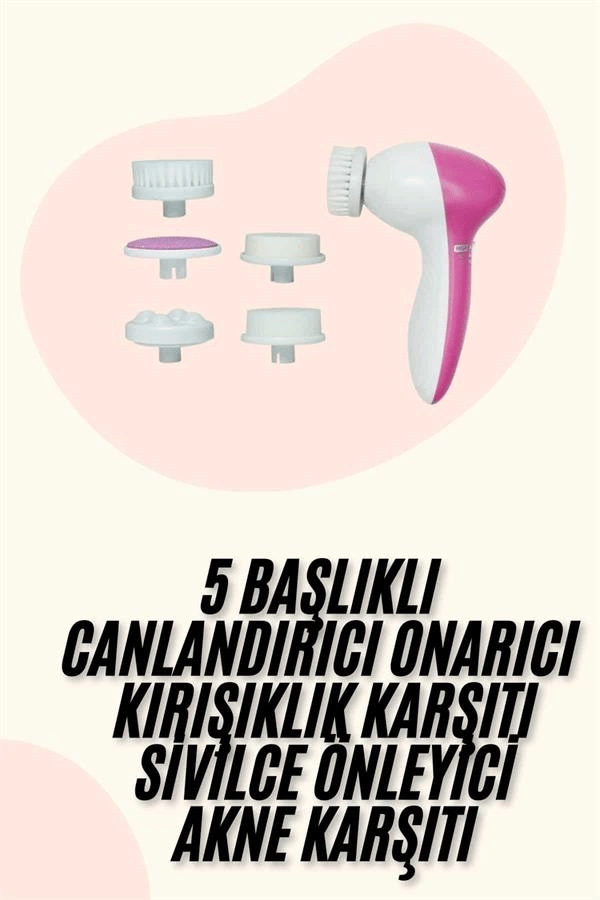 5 Başlıklı Titreşimli Cilt Temizleme Seti Canlandırıcı ve Onarıcı
