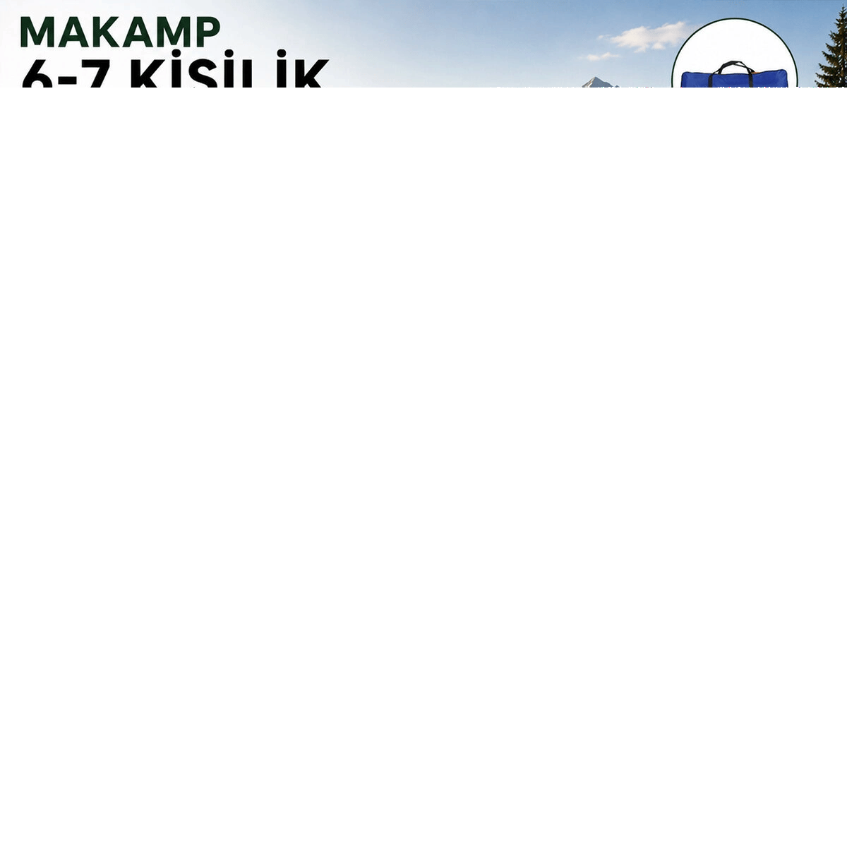 6-7 Kişilik Toz Geçirmez 220cmx250cmx150cm Manuel Kamp Çadır Herhangi Bir Renk Gönderilir Bx40