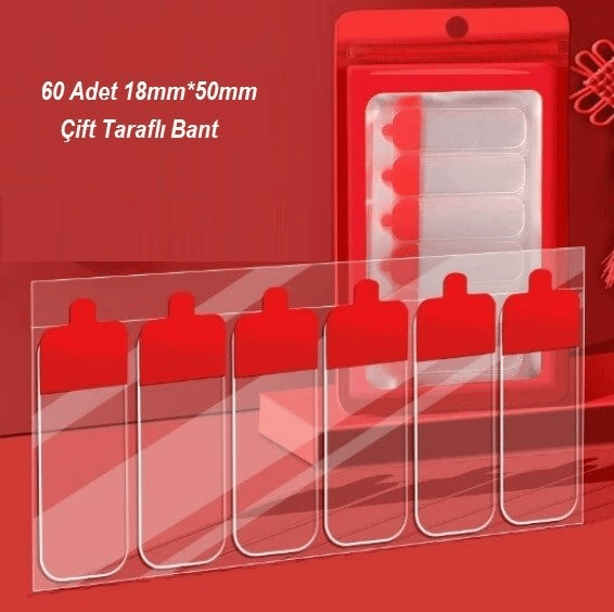 60 Parça Kolay Açılır Güçlü Çift Taraflı Bant 18mm*50mm