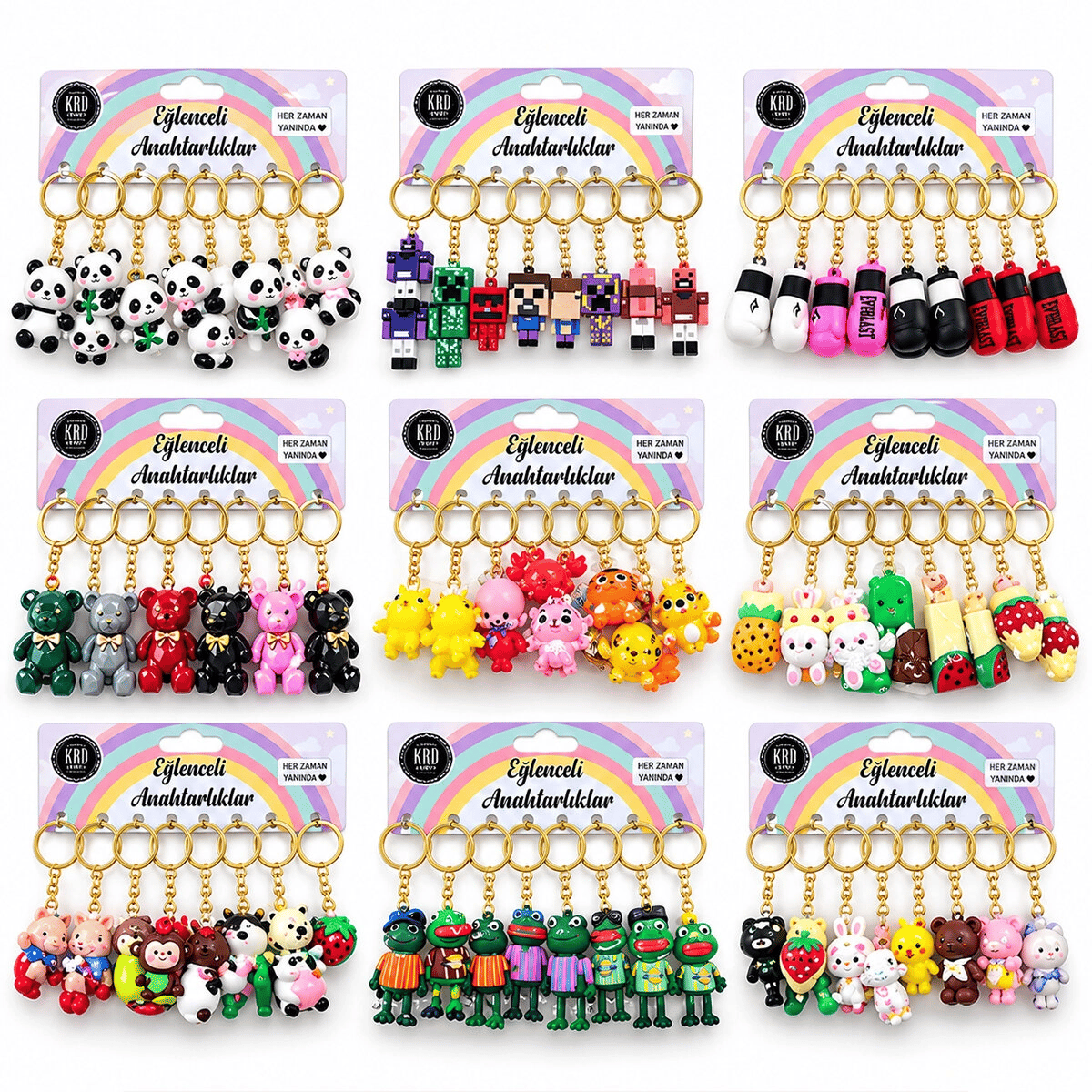 96 Adet Mix Desen Eğlenceli Anahtarlık Bx40
