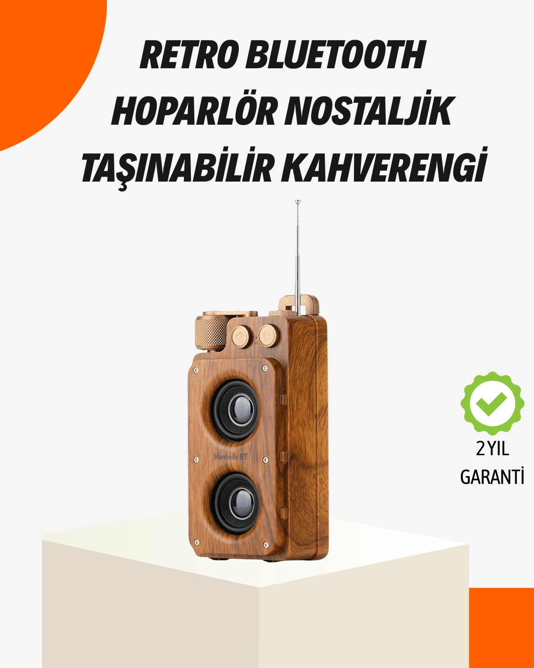 Ahşap Tarzı Kablosuz Hoparlör 5W Güçlü Bass TF USB AUX
