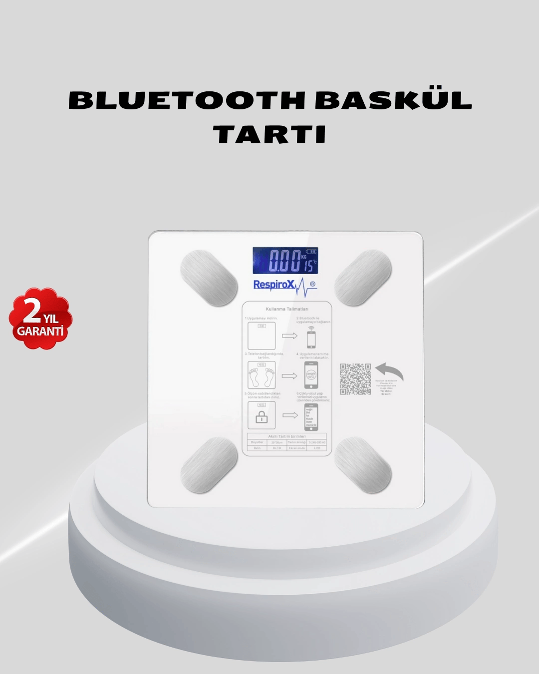 Akıllı Bluetooth Tartı – 8 Farklı Ölçüm Verisi, Otomatik Kişi Tanıma
