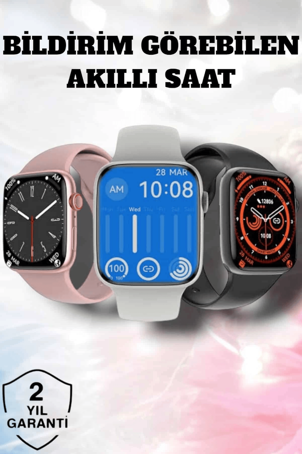 Akıllı Saat Adım Sayar, Kalp Atışı İzleme Dokunmatik Bluetooth Bağlantılı
