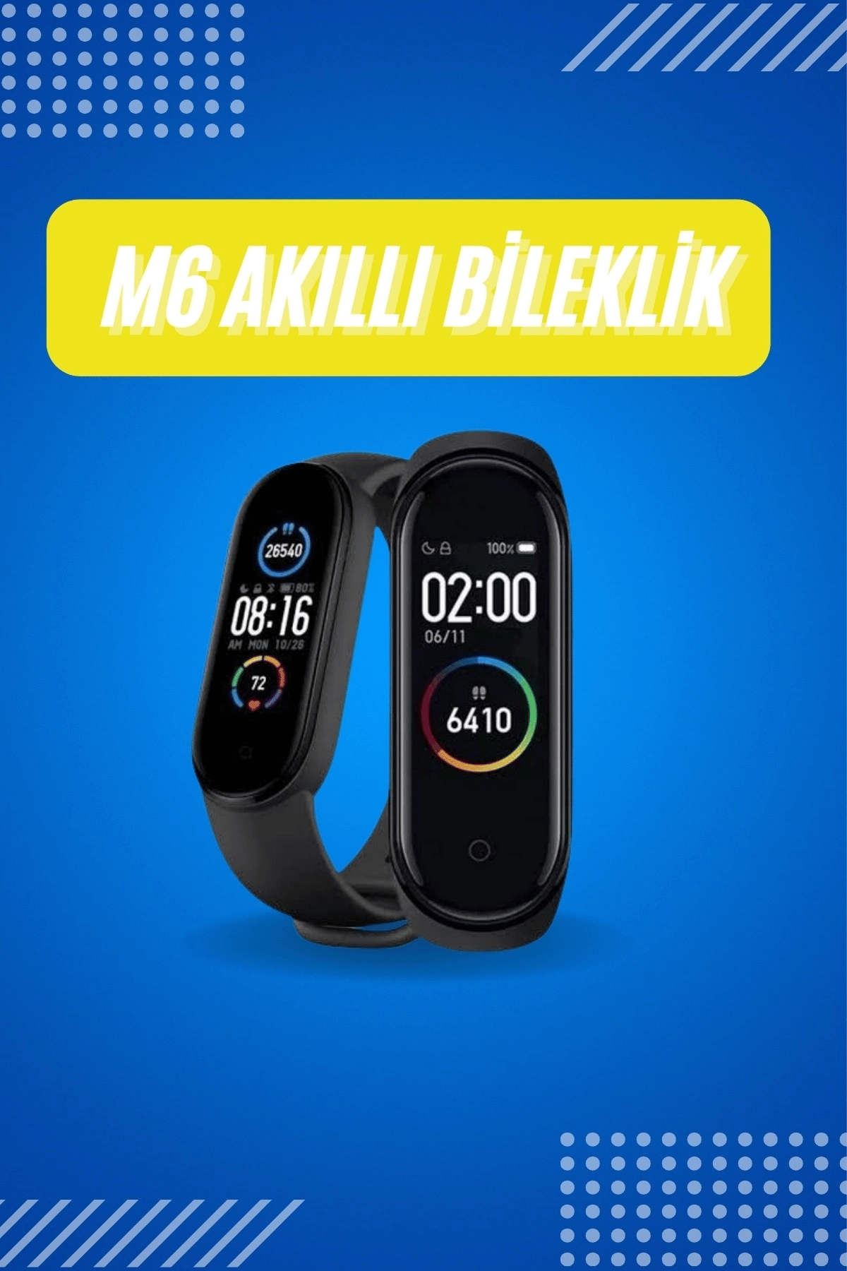 Akıllı Uyumlu Bileklik M6 Adımsayar Spor Modları Çağrı Görme Türkçe Menü