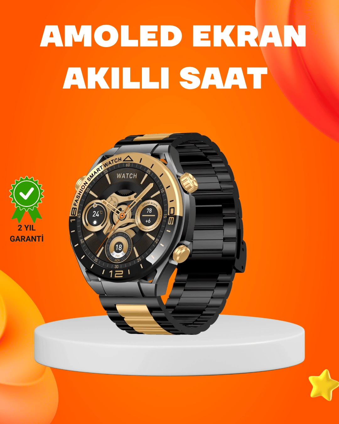 Amoled Akıllı Saat IP67 Su Geçirmez 3 Bileklikli Sağlık Takipli