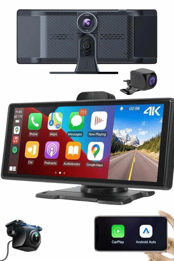 Android ve İOS Uyumlu Ön Arka Çift Kameralı Araç Ekranı Dokunmatik CarPlay