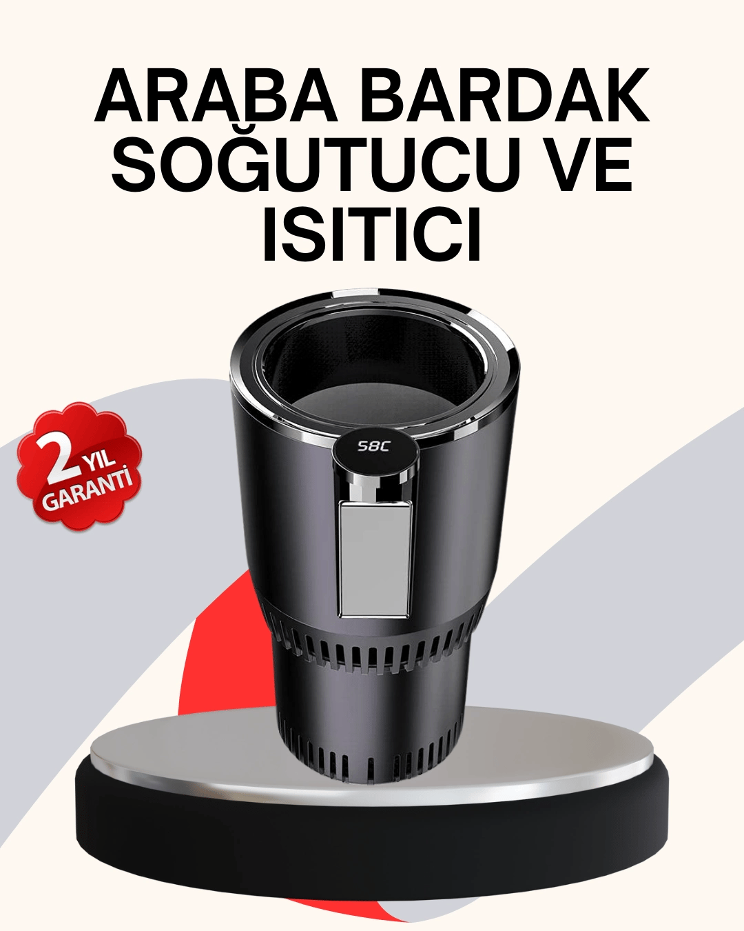 Araba Bardaklığı Isıtma Soğutma Ayarlı Çakmak Girişli Akıllı Model