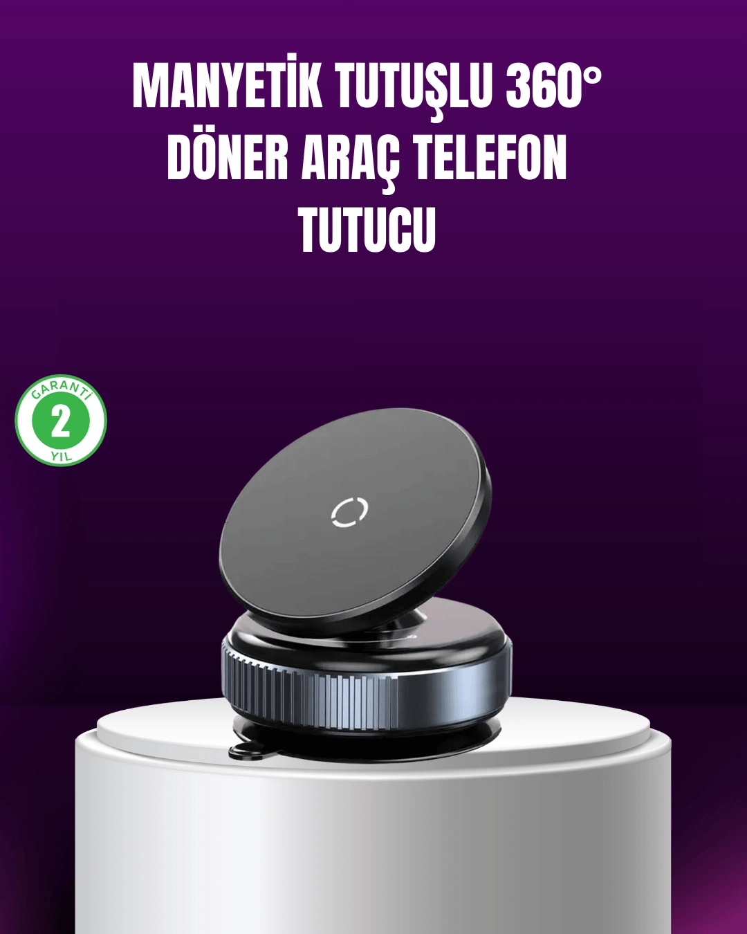 Araç İçi Manyetik Telefon Tutucu 360° Döner Vakumlu Stand