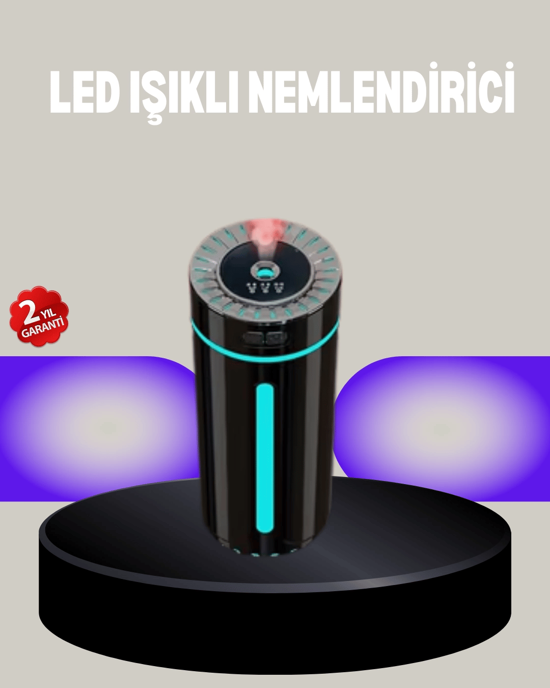 Aromaterapi Özellikli Ultrasonik Hava Nemlendirici LED Atmosfer Işığı
