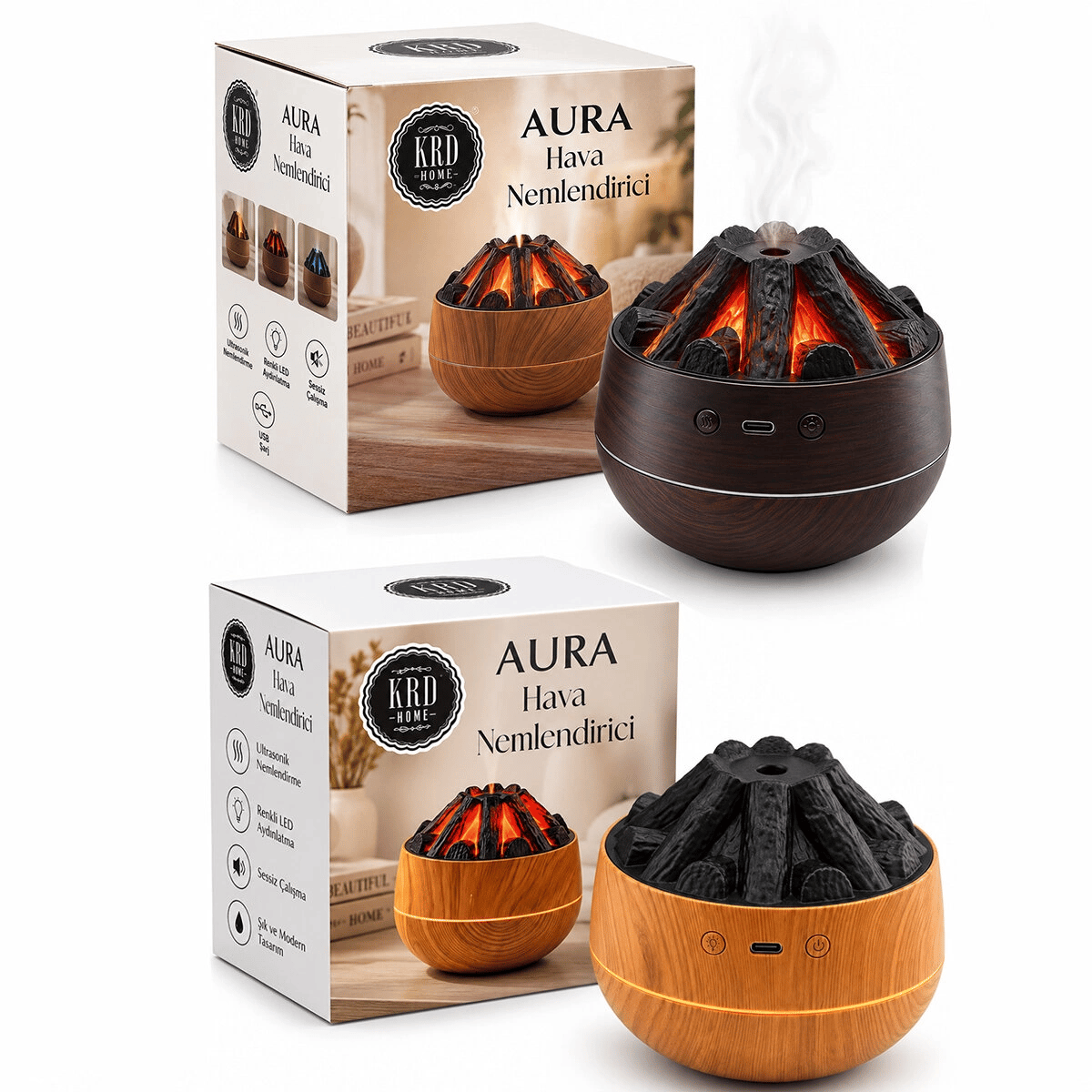 Aura Şömine Hava Nemlendirici Buhar Makine - Koku Giderici 8778 Bx40