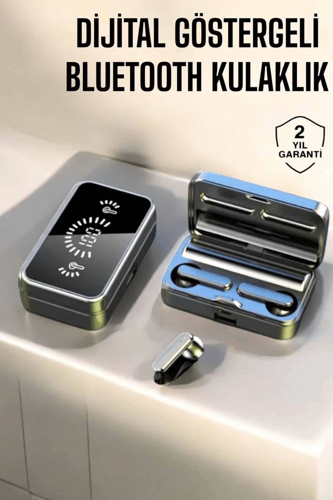 Aynalı Bluetooth Kulaklık Telefon Standlı Dijital Göstergeli