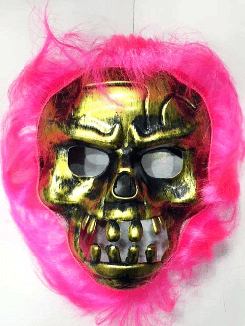 Cadılar Bayramı Pembe Saçlı Maske Bx40