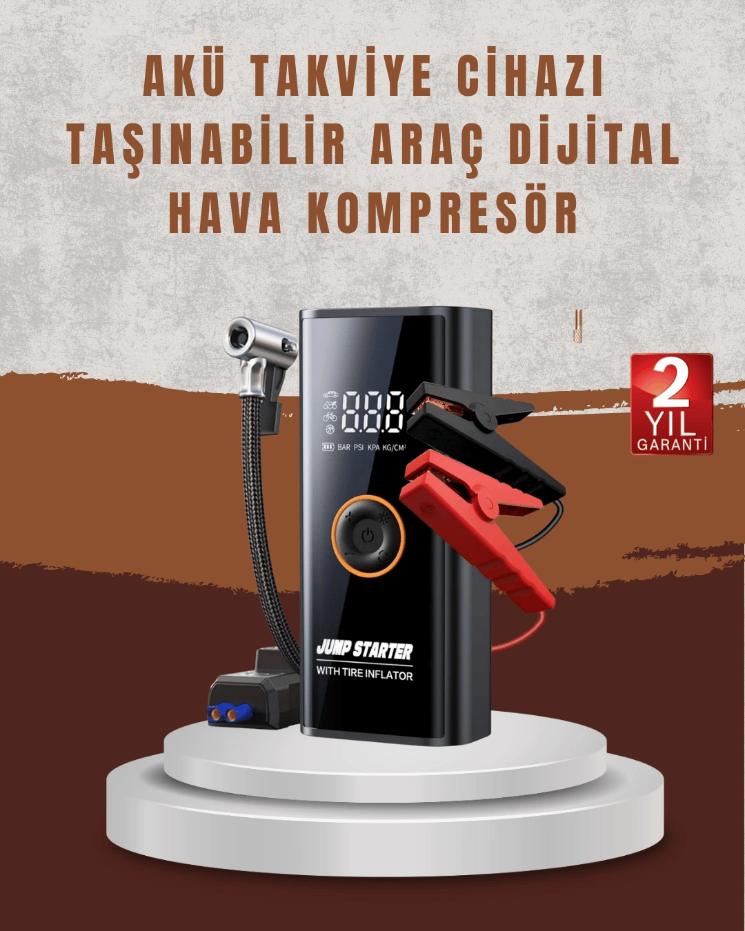 Çok Fonksiyonlu Araç Yol Yardım Kiti Jump Starter ve Lastik Pompası