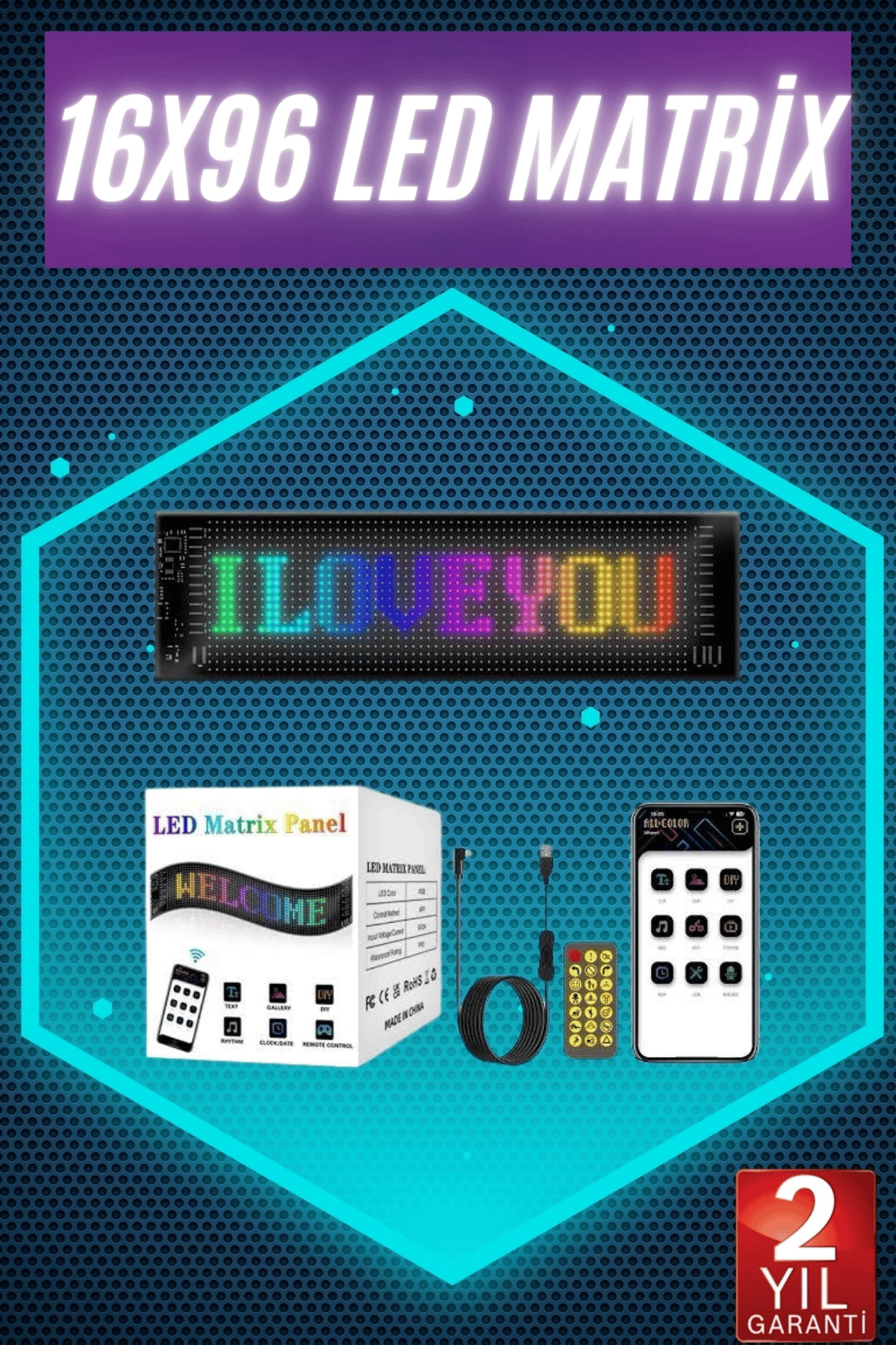 Digital Araba Yazısı Ekran Matrix En Büyük Boy 16X96 Matrix LED Panel